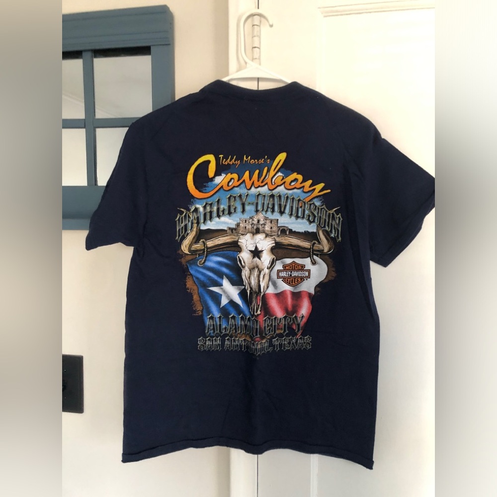 Harley-Davidson Blue Tee with Red Logo